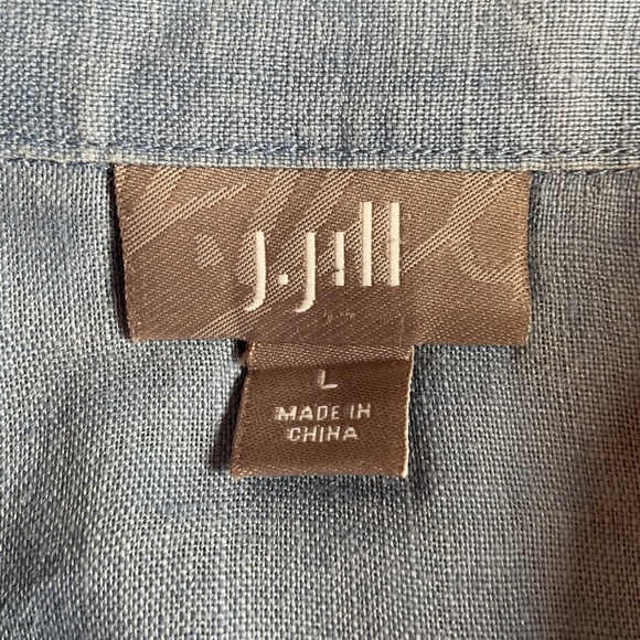J Jill Linen Button Up Shirt Womens Large Blue Long Sleeve Casual Top - Picture 3 of 6